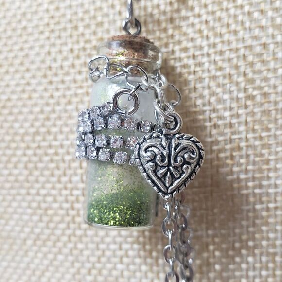 ARTISAN Wish Glass Bottle Glitter Upcycled Necklace - Picture 3 of 9